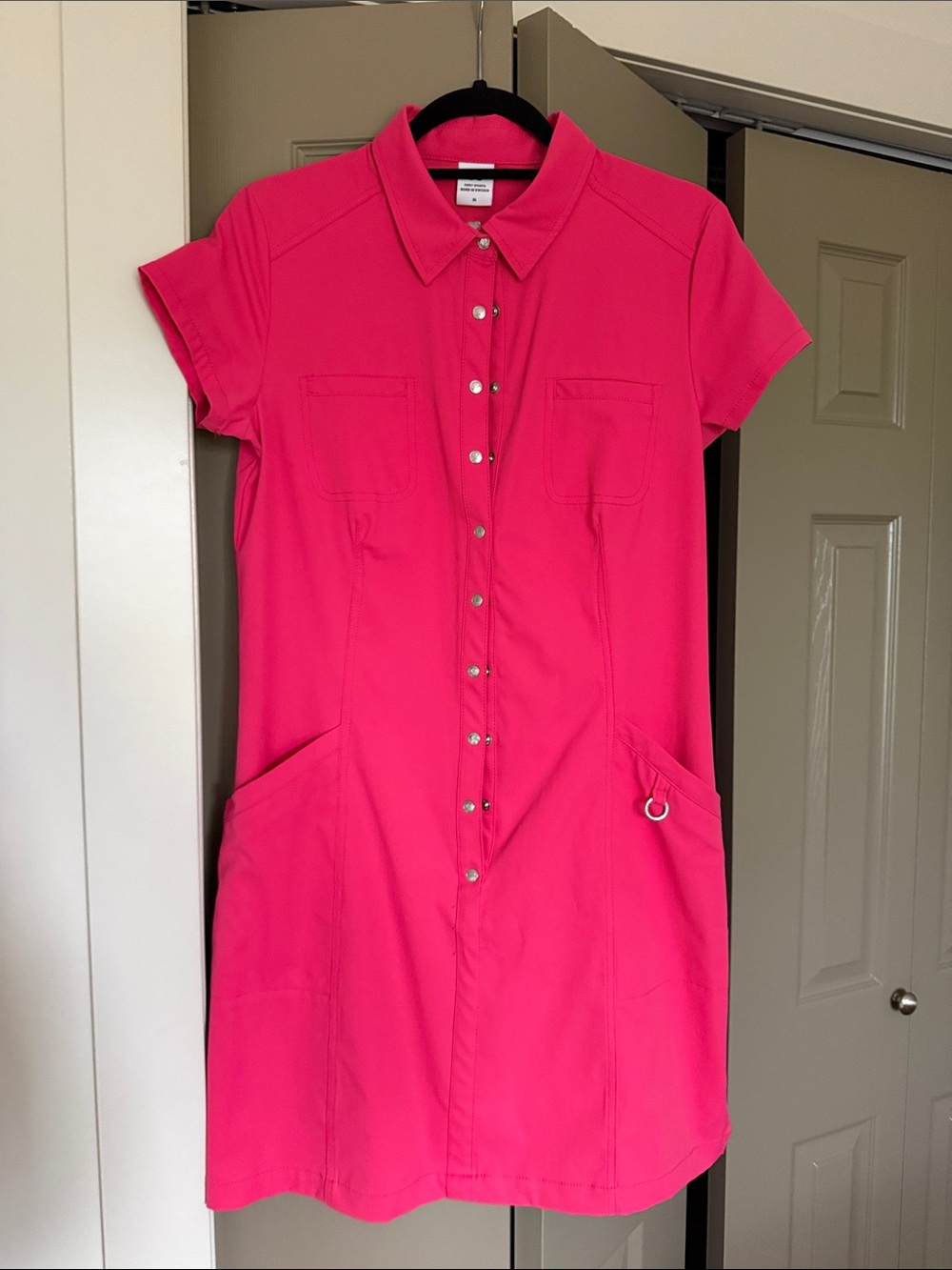 Women’s Button-Front Pink Shirt Dress